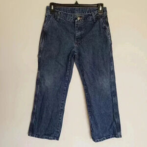 Boy's 10 Husky Wrangler Blue Cargo Jeans Adjastabl